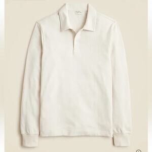 NWT J Crew Cream Long Sleeve Sweater Polo - Size Medium